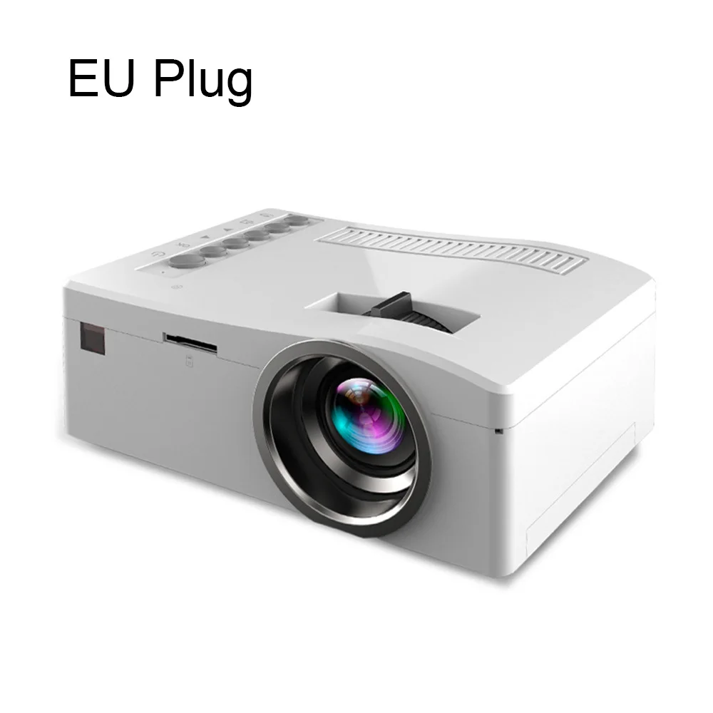 EU-white Мини портативный проектор 1080P видео проектор со светодиодный лампой для мобильного телефона домашнего кинотеатра ТВ Smart - Цвет: EU-white
