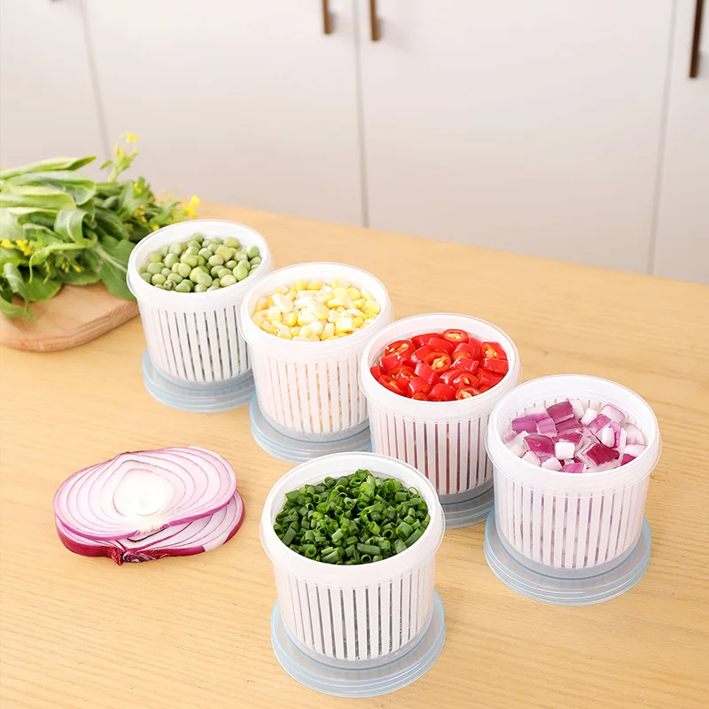 Plastic Storage Container Kitchen Refrigerator Organizer Round For Ginger Garlic Onion Food Crisper Box | Дом и сад