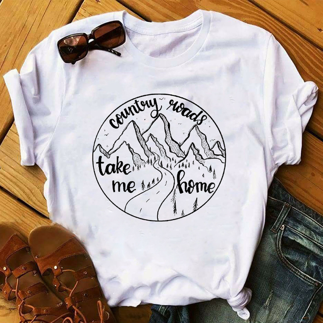 2020 Spring Summer Mountain Travel Fox Clothing Print Lady Womens Top Ladies Graphic Female  T Shirt T-shirts Tee T-Shirt