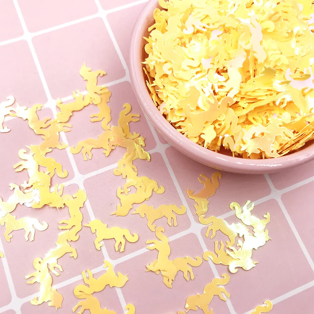 yellow 20 г/лот рассыпчатые Блестки для рукоделия в форме единорога Блестящие Блестки Сделай Сам скрапбукинг Швейные Блестки Ткань аксессуары 15*20 мм - Цвет: yellow