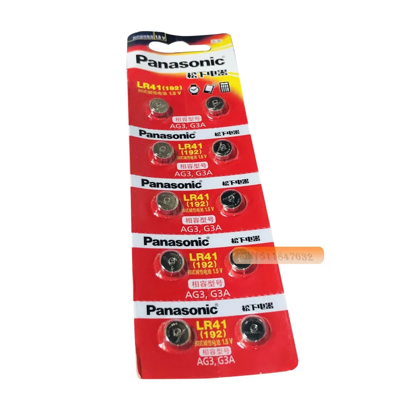 100 шт/10 упаковок PANASONIC LR41 192 AG3 0% Hg 192 392A 1,5 V батареи для калькулятора 0% Hg