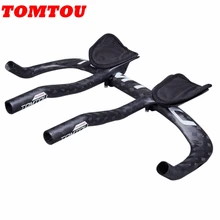 

TOMTOU Carbon Fiber Bicycle Handlebar Road Bike TT Handlebar Rest Bar Ends Sets 12K Matte White