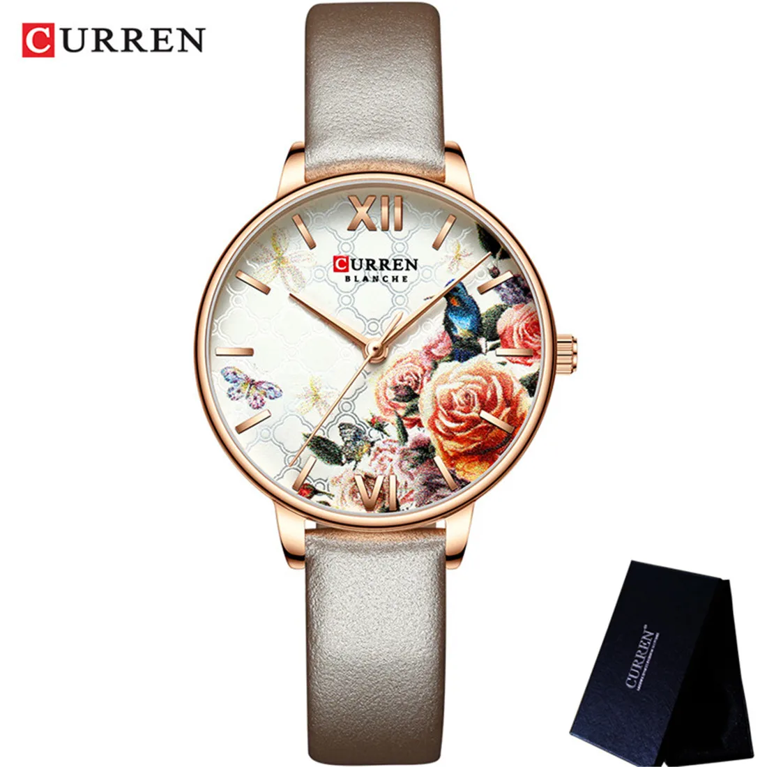 CURREN женские часы лучший бренд Роскошные серебряные женские водонепроницаемые часы сетка браслет из нержавеющей стали цветок женские наручные часы 9060 - Цвет: CU906006 with box