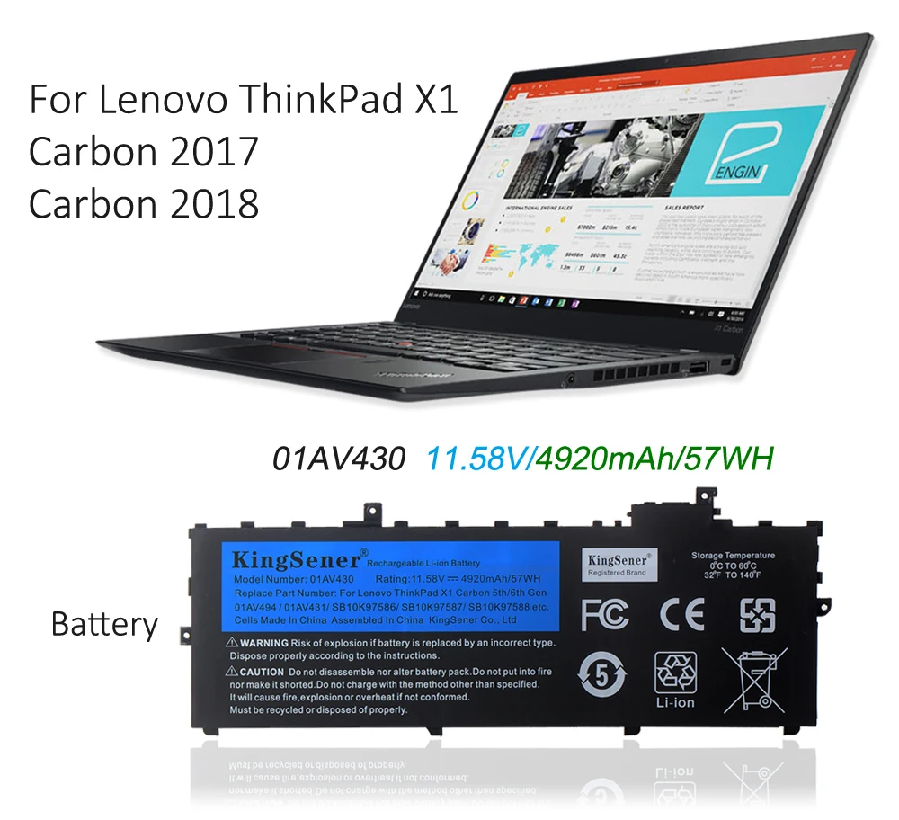 thinkpad x1 carbono 5th 2017 6th 2018 series 01av430 0101av431