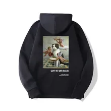 Забавные Ангелы с принтом кота толстовка с капюшоном Dragon Ball Harajuku в стиле «хип-хоп» Повседневный пуловер с капюшоном уличная Для мужчин Модная уличная Толстовка