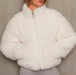 2021 outono e inverno quente de pelúcia zíper solto casaco mulher feita casaco de pele elegante grosso casaco curto jaqueta de pele de cordeiro casaco feminino 3xl