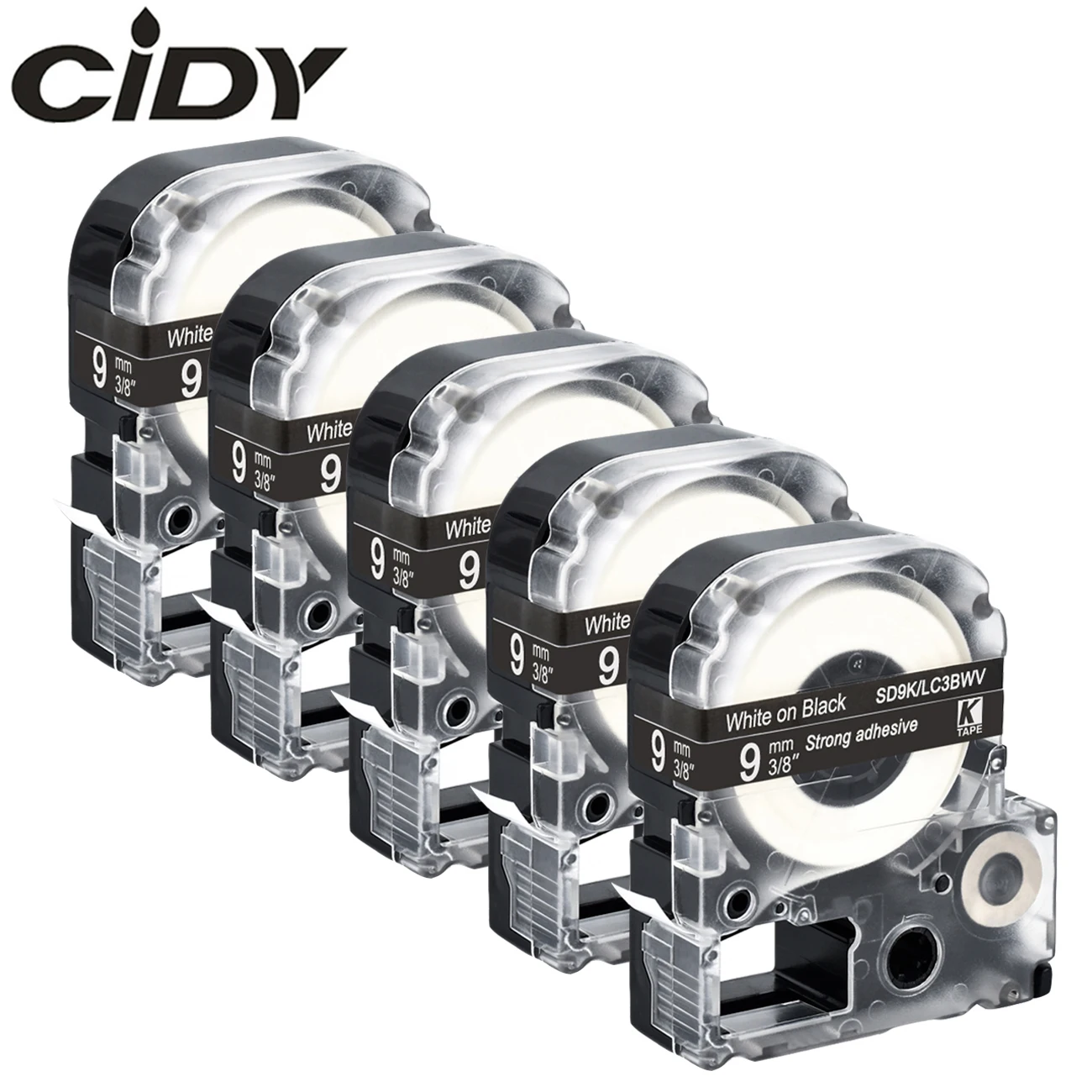 CIDY 5 шт. SD9KW/LC-3BWV SD9K для совместимая kingjim 9 мм белая на черной этикетке лента для Epson машина LW300 LW400 LW-600P SR150