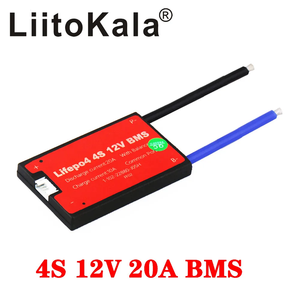 Liitokala 18650 Bms 4S 12V 20A Bms Impermeabile Per Batteria Ricaricabile Lifepo4 Con Stessa Porta Per Batteria Lifepo4 3.2V