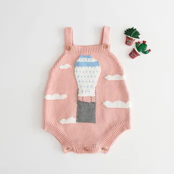 

Baby’s Bodysuit Autumn Knitted Woven Sleeveless Short Jumpsuit with Cute Pattern Newborn Girls Clothing Pink Bodysuits Playsuit