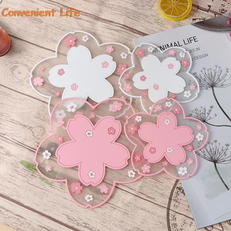1pc Japan Style Cherry Blossom Heat Insulation Table Mat Family Office Anti-skid Tea Cup Milk Mug Coffee Coaster | Дом и сад