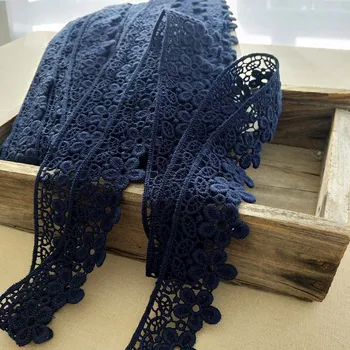

1M Embroidery Lace Fabric Royal Blue Guipure Trim 4cm Applique Gray Lace Ribbon Trimmings Sewing Craft Materials dentelle QZ22