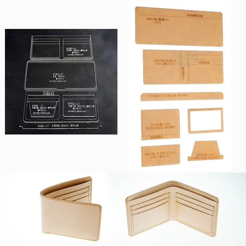 

Leather Clear Acrylic Stencil Template Wallet Pattern Craft Tool Gift DIY Craft For Leather Wallet Bag Pattern High Quality