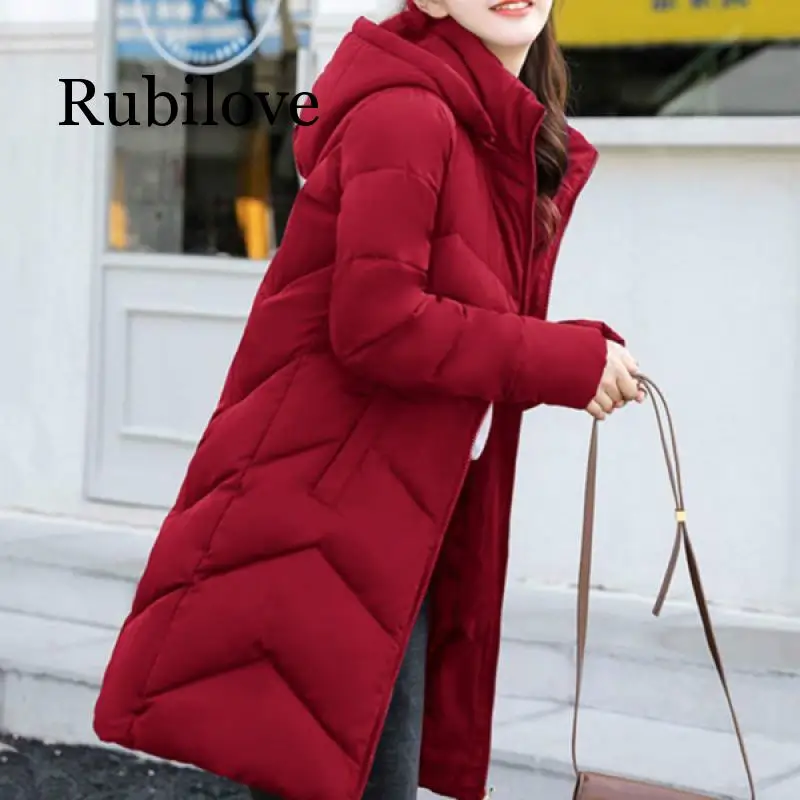 Rubilove, Женское зимнее пальто с капюшоном, теплое, для женщин, плюс размер, S-6XL, зимняя куртка, женские длинные парки, женские пальто с подкладкой