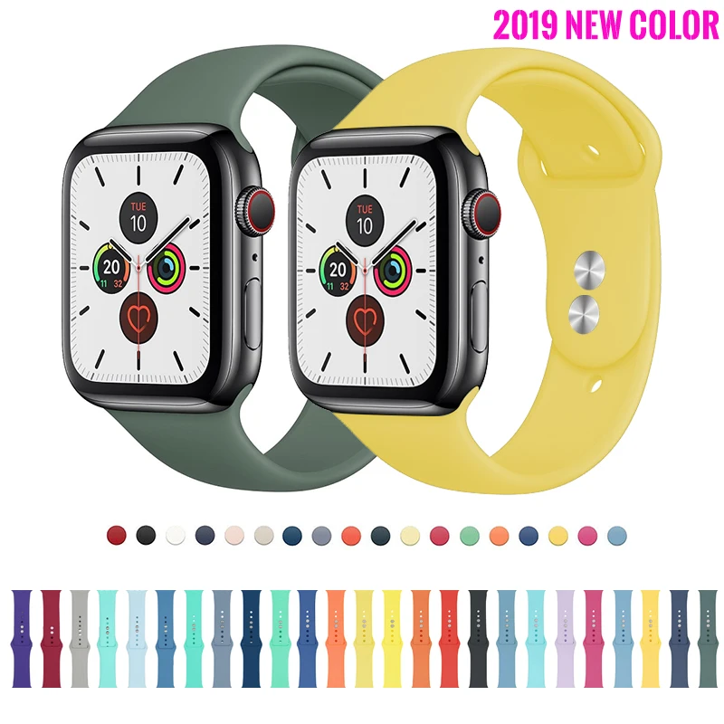 Силиконовый спортивный ремешок для часов Apple Watch 5 4 3 2 1 38 мм 42 мм ремешок для часов iwatch 40 мм 44 мм силиконовый браслет