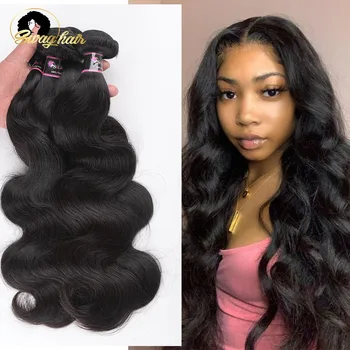 

Swag Body Wave Bundles Brazilian Human Hair Weaves Natural Color 1/3/4 Pcs 30 Inch Bundles Deal Long Remy Hair Extensions