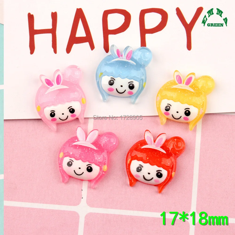 Слайм Шарм бусины Милая девочка голова кабошон Каваий плоская задняя сторона 10