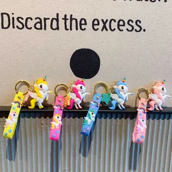 

Cute Pony Unicorn Anime Rainbow PVC Animal Unicorn Keychain For Men Women Bag Ornament Girls Key Chain