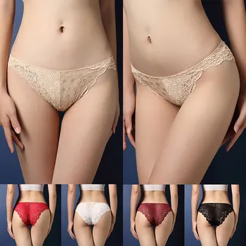 

Good Quality Women Sexy Panties Transparent Full Lace Brand Tanga Calvin Low-waist Gauze Sexy Underwear Women Briefs