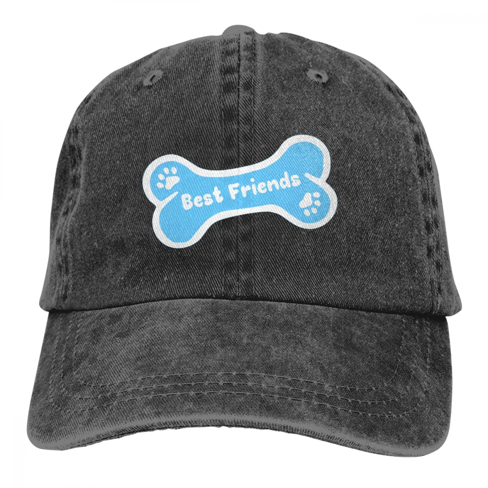 Лучшие друзья Домашние животные Bone Dog Casquette черные унисекс Мужские Женские джинсовые бейсболка с ремешком кепки регулируемые Гольф папа шляпа