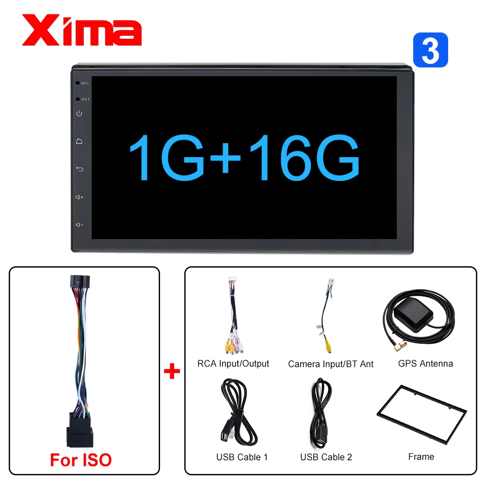 XIMA Android9.0 2Din Car Radio Multimedia Player " Universal RAM2G GPS Navigation Audio Player For Nissan Toyota Hyundai Polo - Цвет: 728-16-ISO