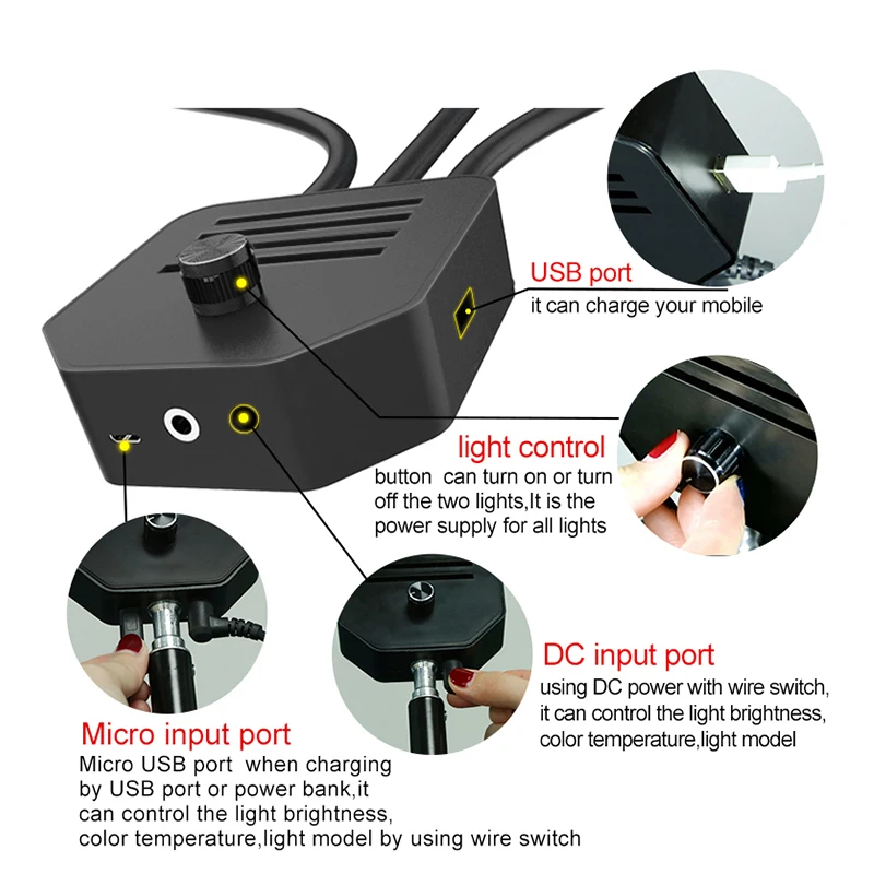 New Photography Lighting 3000K-6000K Double Arms Fill LED Selfie Light Photo Studio Camera Lamp Tripod For Video Live Broadcast