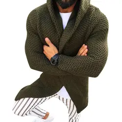 SHUJIN мужской свитер с капюшоном кардиган осень зима с капюшоном трикотажные пальто открытый передний мужской s Толстовка Верхняя одежда