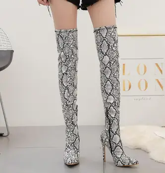 

2019 pointed thin heel over-knee boots Women's ultra-high heel boots women's shoes size 42