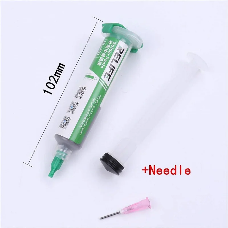 

RELIFE RL-400/401/402/403 Solder Paste Flux Circuit Board Repair Syringe 10CC Sn63/Pb37 20-38um no-clean Leaded Soldering Paste
