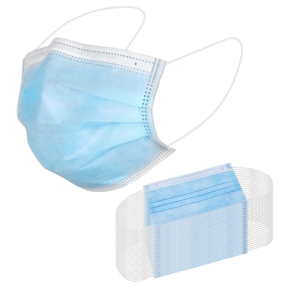

50pcs 3 Ply Disposable Protective Face Masks Breathable Waterproof Sanitary Mouth Mask Dust Protection Mask Personal Health Mask