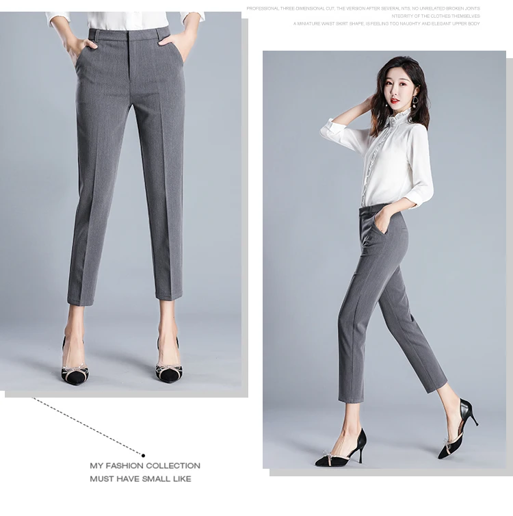 HziriP повседневные свободные узкие брюки-карандаш с высокой талией, подходят ко всему размера плюс, офисные женские осенние однотонные профессиональные брюки длиной до щиколотки