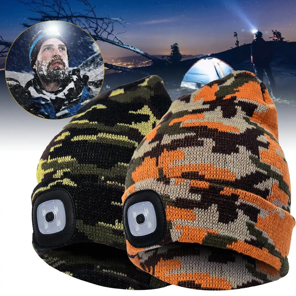 

NEW LED Lighted Beanie Cap Hip Hop Men Women Knit Hat Hunting Camping Running Hat Christmas Gifts For Autumn Winter Warm 2020