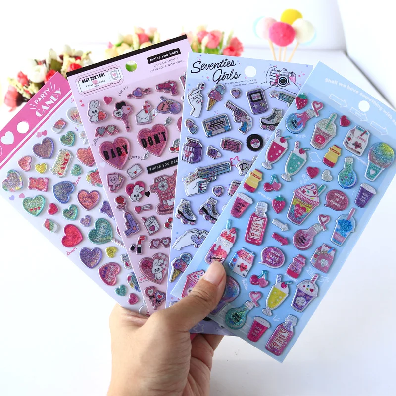 Laser Love Sweet Candy Cartoon Decorative Stationery Stickers Scrapbooking DIY Diary Album Stick Label School Supplies