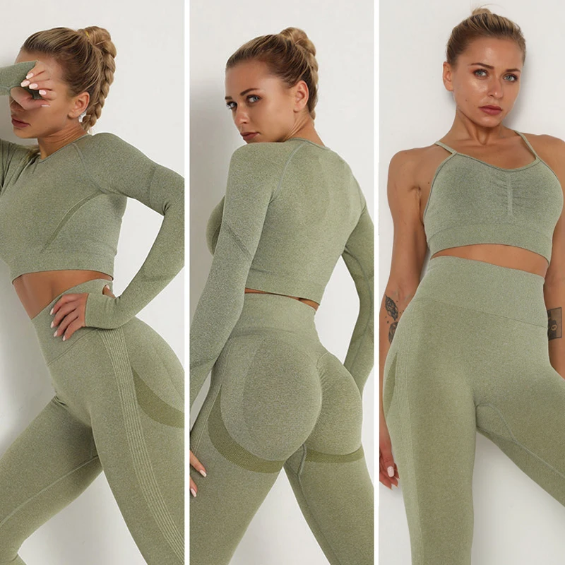 US $20.56 Women Seamless yoga set Sports Suit For Women Workout Sports Outfit Fitness Set High Waist Workout Clothes Woman Activewear
