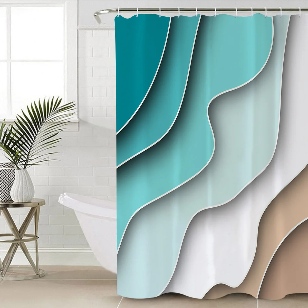 Progressive Three-Dimensional Paper-Cut Polyester Fabric Shower Curtain