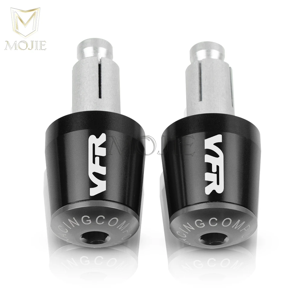 Black Gray Рукоятки на руль мотоцикла, торцевая рукоятка, заглушка для HONDA VFR 400 750 800 800F Fi/W1 VTEC 1200F 1200X Crosstourer 1200 - Цвет: Black Gray