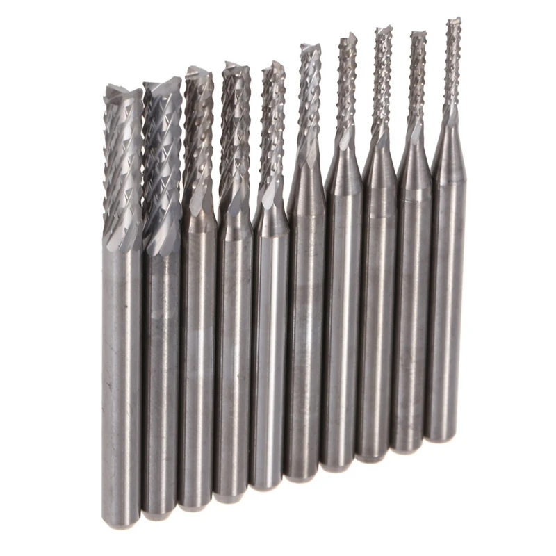 

10PZS Mills Carbide Engraving Tips For PCB drilling CNC Rotary Burr 1.3 3.175mm
