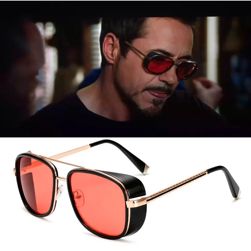 DUBERY, новинка, солнцезащитные очки Tony Stark, мужские, брендовые, дизайнерские, железные, мужские, овальные очки, сплав, высокое качество, Marvel Hero, красный, Okulary, UV400