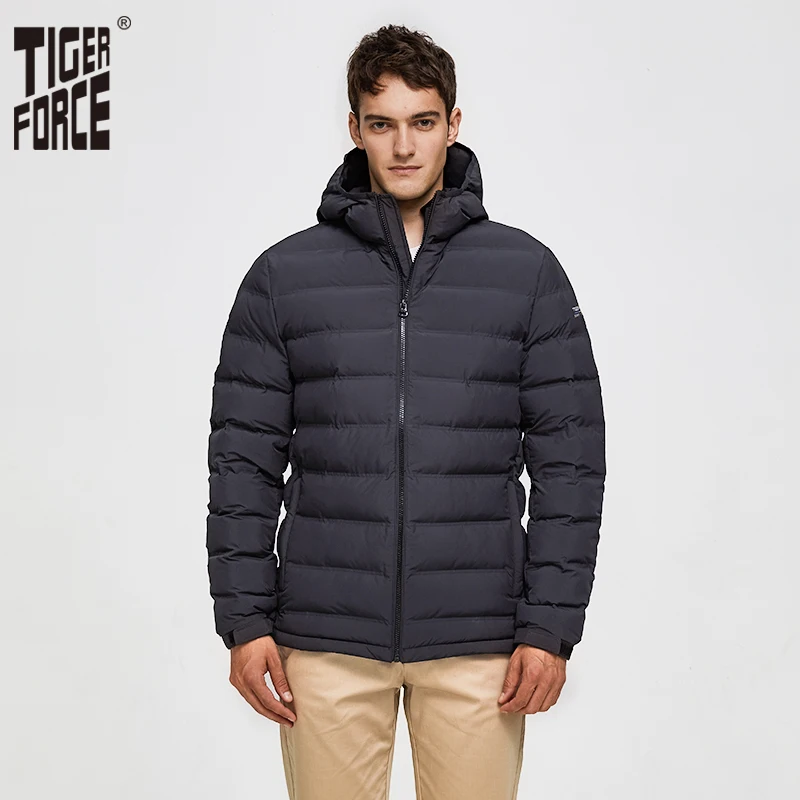 Tiger Force, новинка, белая зимняя куртка на утином пуху, Мужская парка, утолщенная дутая куртка с капюшоном, мужское теплое пальто