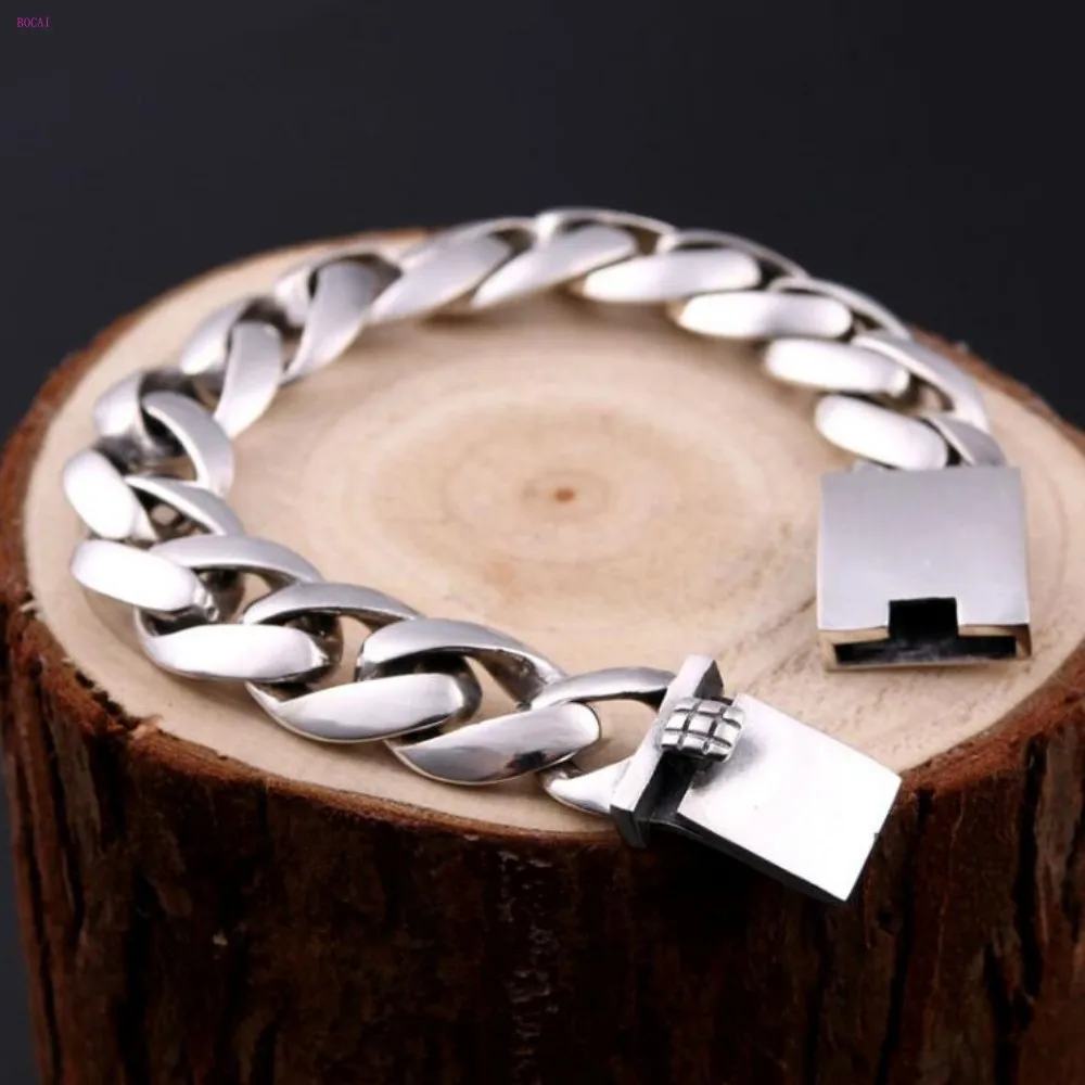S925 Серебряный мужской браслет, тайское модное серебро, простота, популярная гладкая поверхность, цепь, хлыст, цепь для мужчин