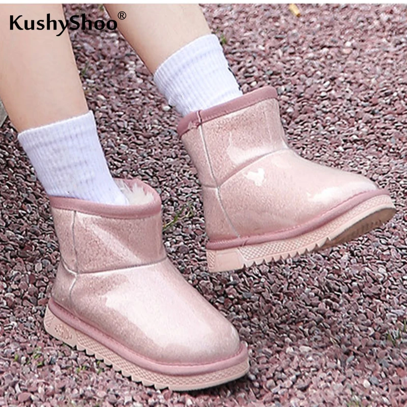 

KushyShoo winter boots for girls 2019 bright-faced snow boots children warm boots snow boots kids pvc transparent boy boots