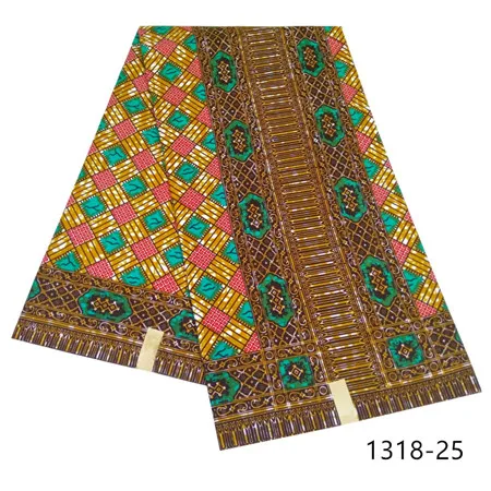 Последние Анкара ткань Африканский настоящий полиэстер Воск Принт 6 ярдов настоящий воск Африканский батик ткань для свадебного платья 1318 - Цвет: 1318-25