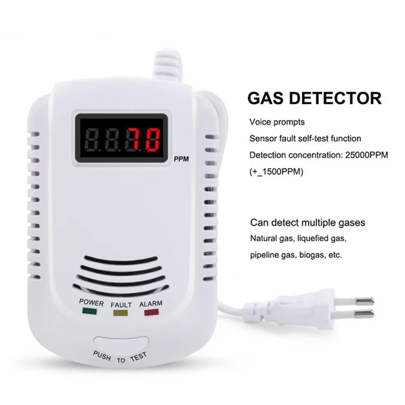 

New High Sensitivity Voice Gas Detector LED display LPG Gas Liquid Petroleum Poisoning Sensor Warning for Kitchen