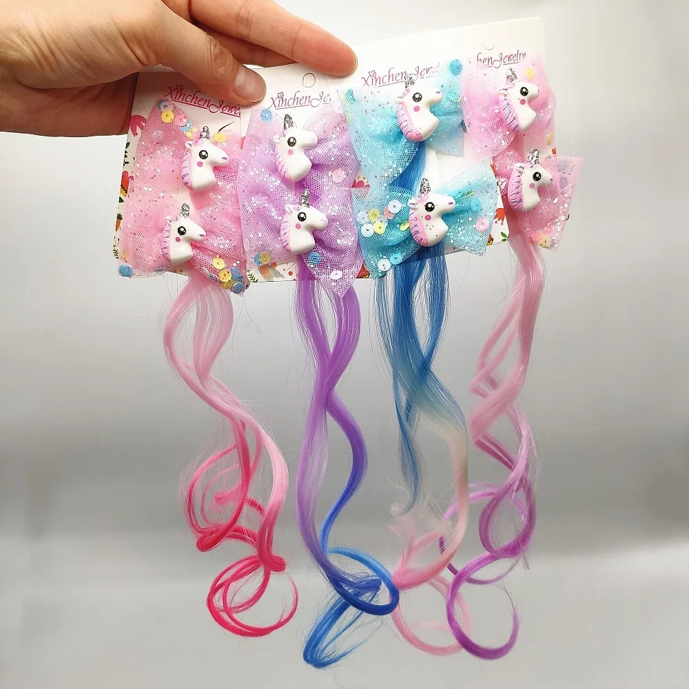 Разноцветные заколки для волос с градиентом девочек 2 шт./лот блестящие