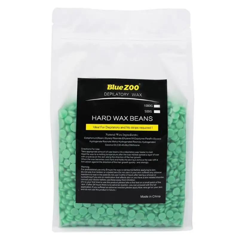 BLUE ZOO 500/1000g Depilatory Wax Bean Pellet Hot Film Hard Wax Bean For Body Bikini Face Hair Removal No Strip Waxing