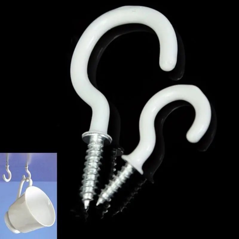 

High Quality 20Pcs 3/4 1/4 Inches Soft plastic+ Stainless Steel Cup Hooks Shouldered Screw Hanging Hat Coat Peg Hanger