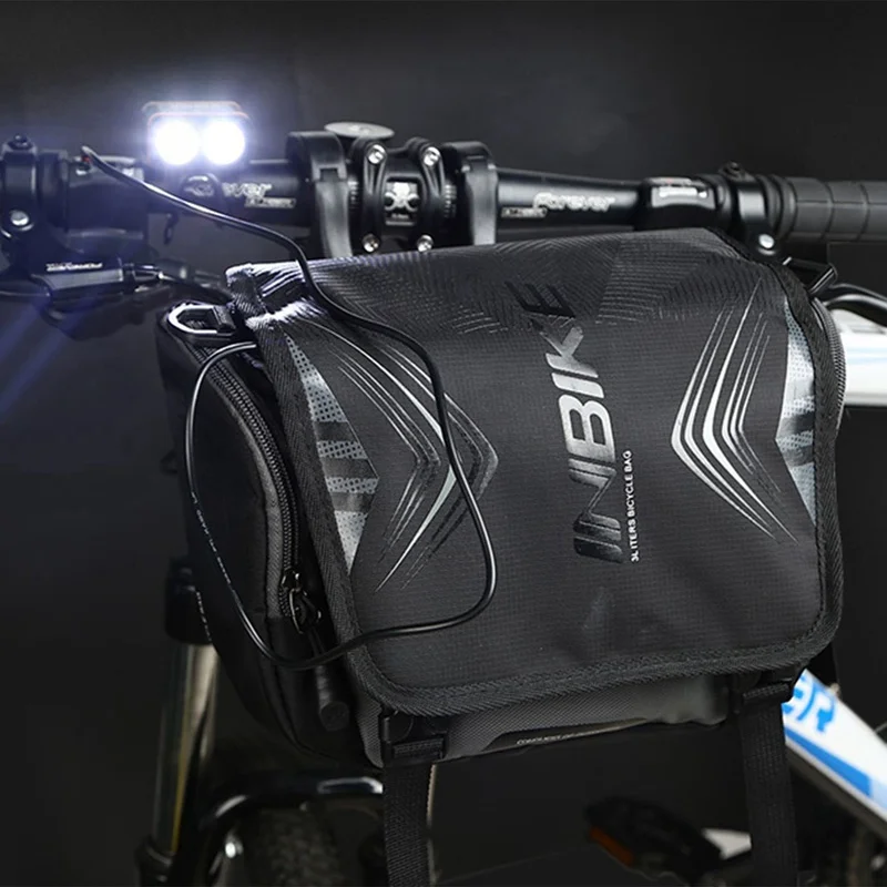 INBIKE Водонепроницаемая Большая вместительная велосипедная Передняя сумка, велосипедная корзина на руль MTB Pannier, велосипедная сумка черного цвета