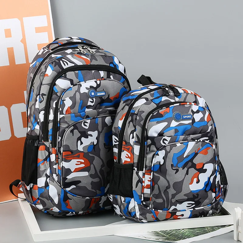2 tamaños camuflaje impermeable mochilas de escuela para niñas niños ortopédicos Mochila de niños los niños libro bolsa Mochila Escolar Mochila