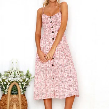 

Sexy Bow Backless Print Floral Beach Summer Dress Women 2020 Cotton Deep V Neck Button Off Shoulder Sexy Dress Vestidos