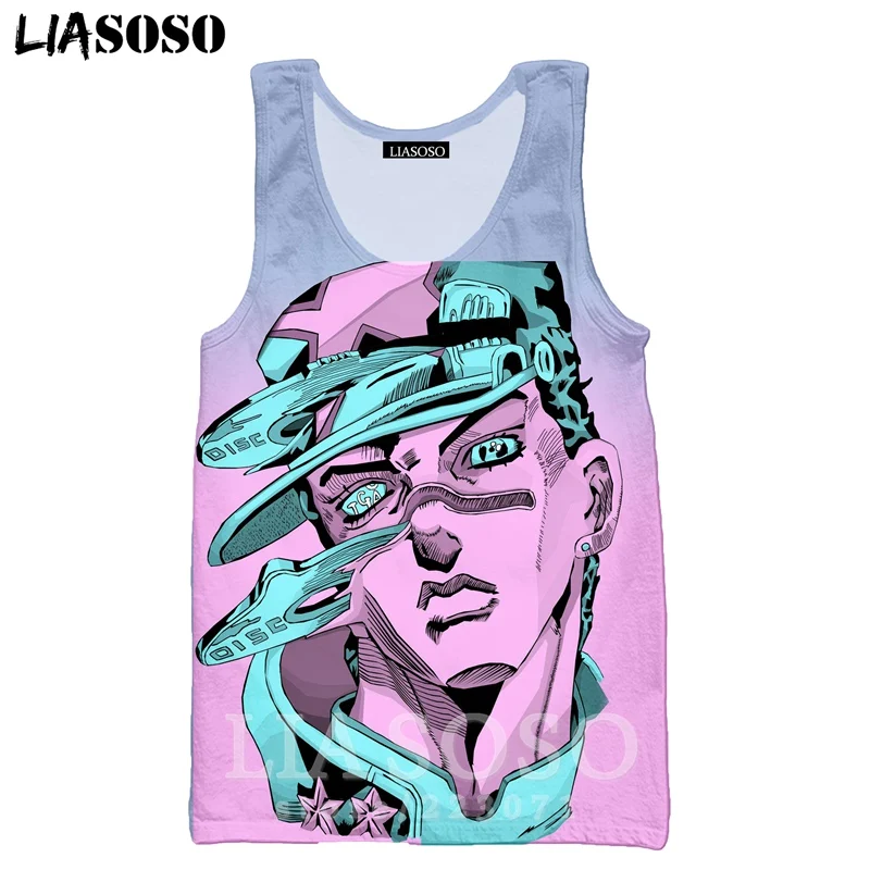 LIASOSO, новинка, для мужчин и женщин, Kujo Jotaro, толстовка, 3D принт, аниме, JoJo, Необычные приключения, жилет с круглым вырезом, майка, пуловер без рукавов, A317