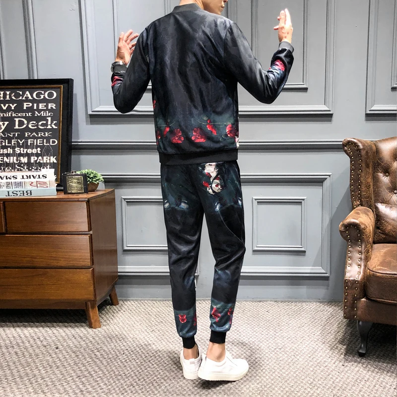 Осенняя мужская одежда Ropa Hombre De Marca дизайнерский спортивный костюм с принтом для мужчин и девочек с принтом лица Jogginganzug Herren(куртка+ спортивные штаны